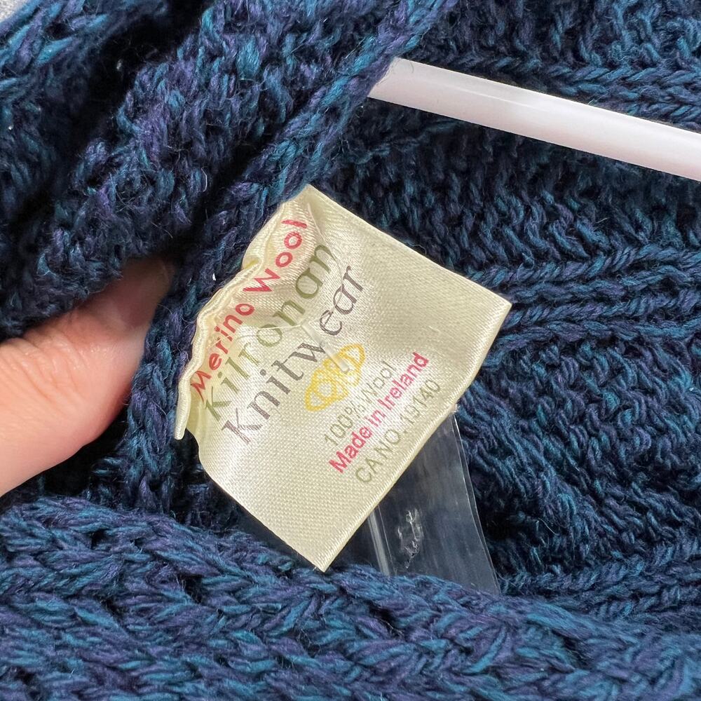 Kiironan Merino Wool Women's V-Neck Poncho Atlantic Blue Navy Size XL/XXL - Picture 3 of 7